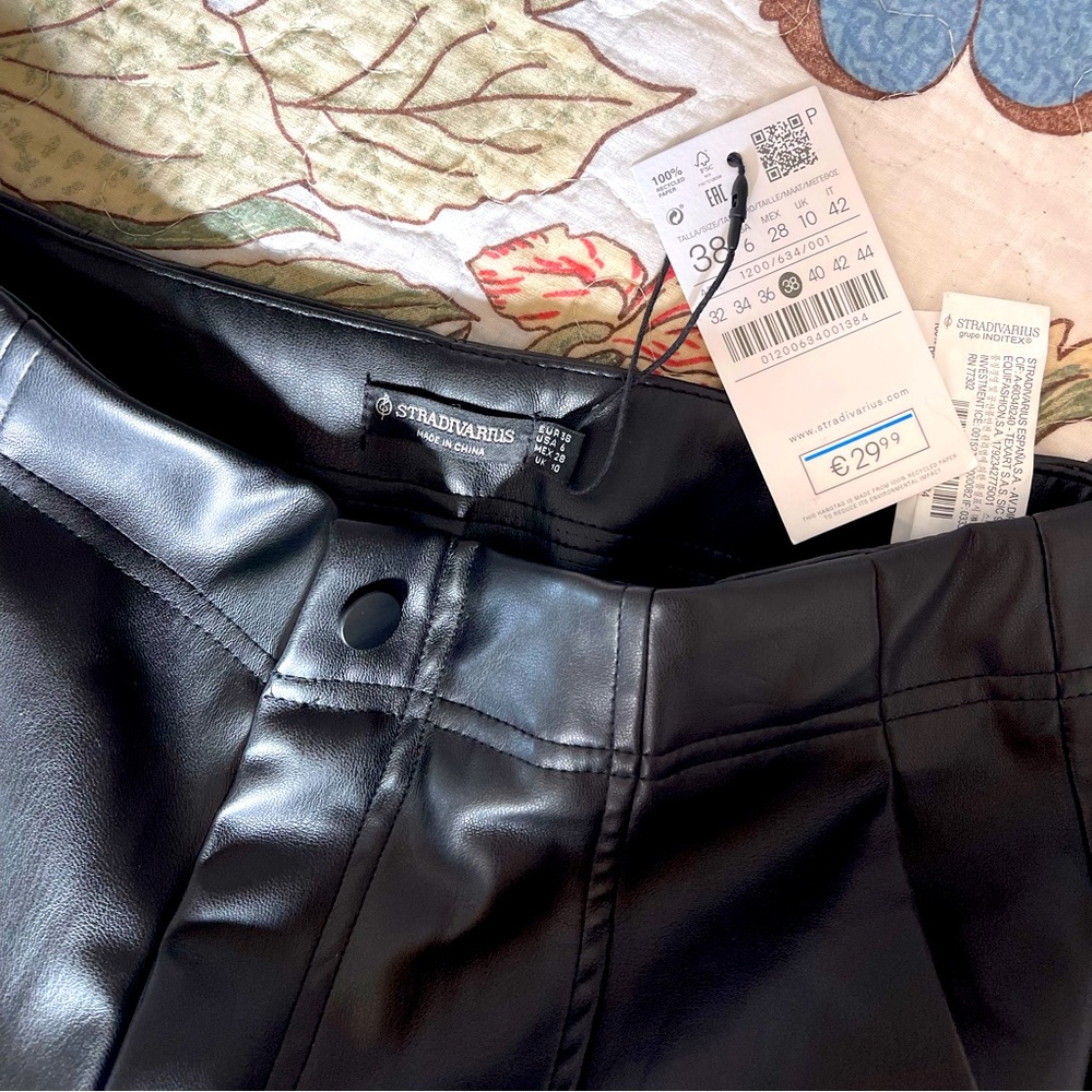 Faux leather culotte pants